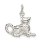 Sterling Silver 925 Cat Charm with Anti-Tarnish Cast Design
