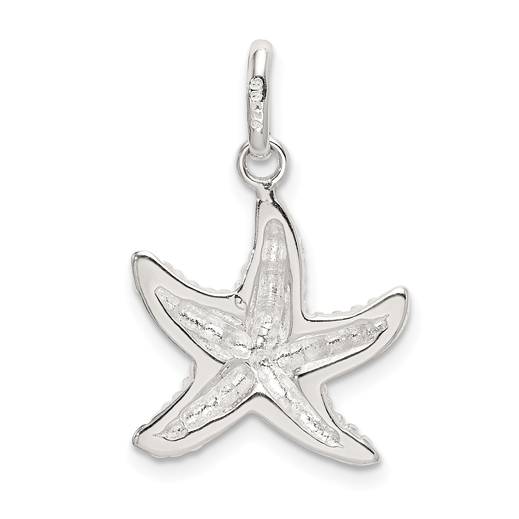 925 Sterling Silver Starfish Charm with Polished Textured Finish for Men