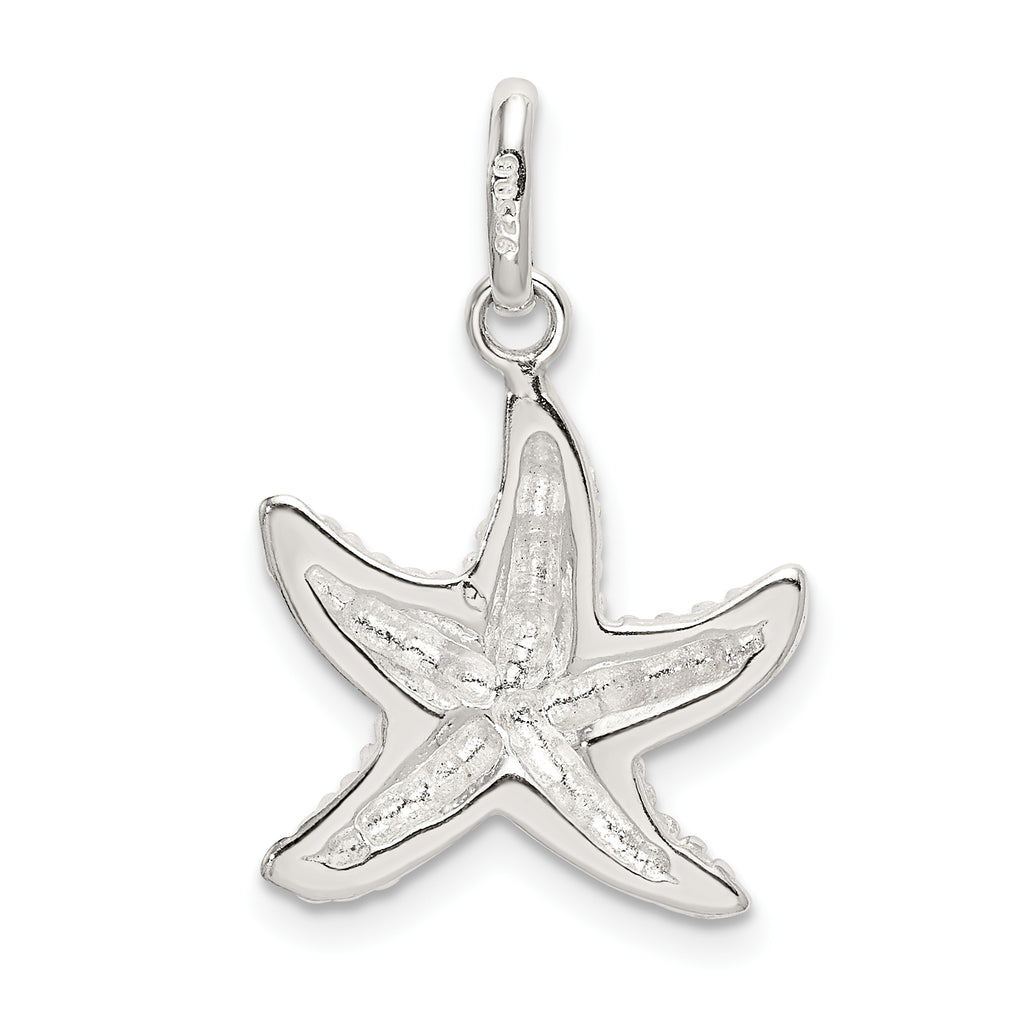 925 Sterling Silver Starfish Charm with Polished Textured Finish for Men