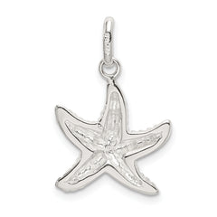 925 Sterling Silver Starfish Charm with Polished Textured Finish for Men