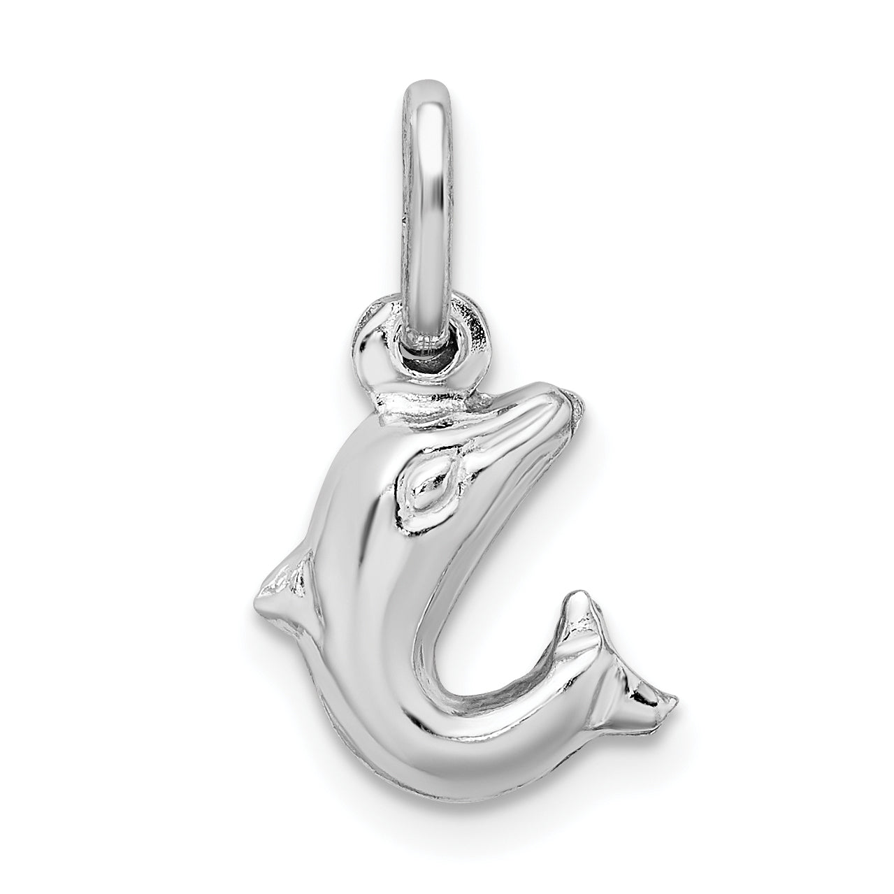 Sterling Silver Rhodium Plated Polished Jumping Dolphin Charm Main image