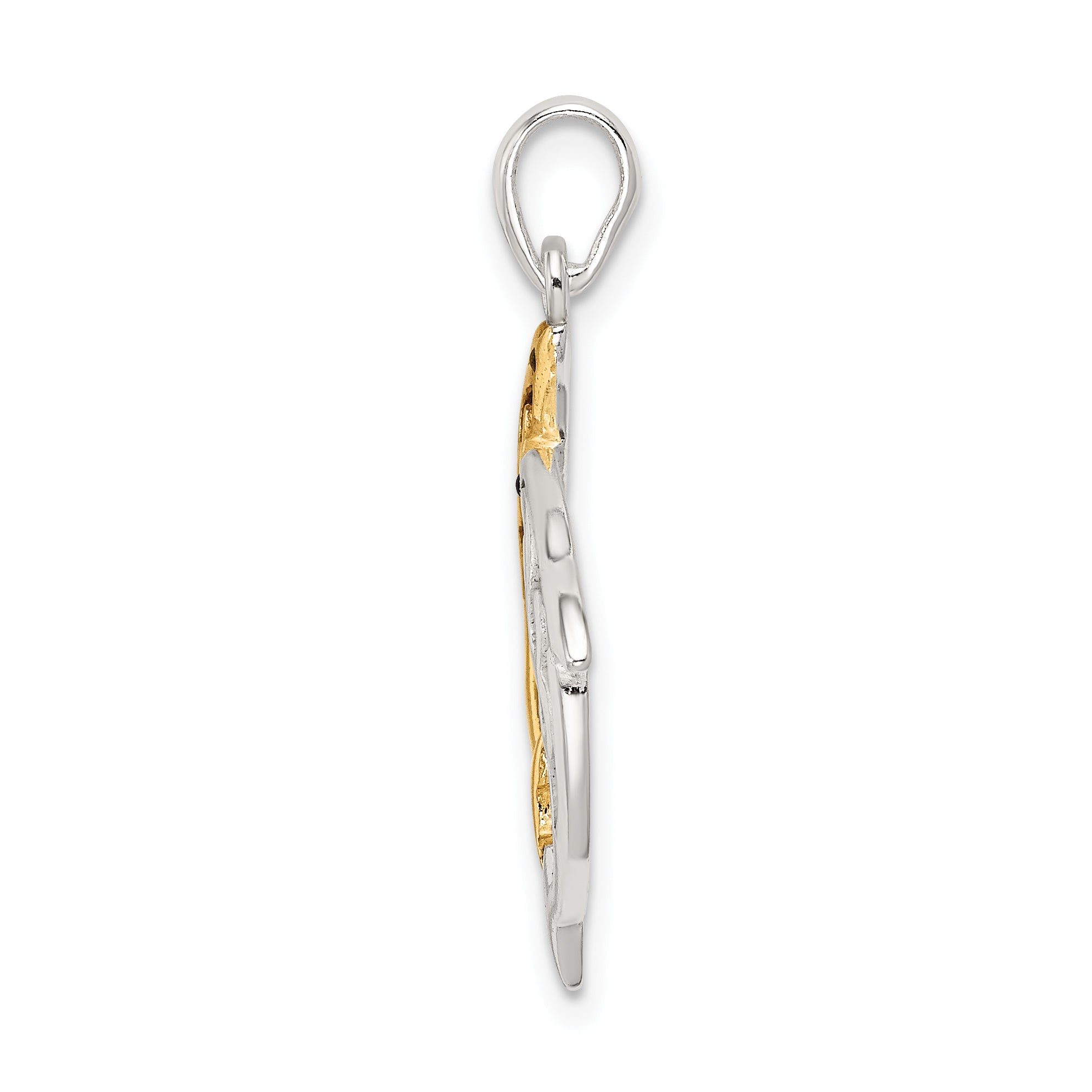 Sterling Silver Gold-Tone Dolphin Pendant with Polished Finish Secondary image