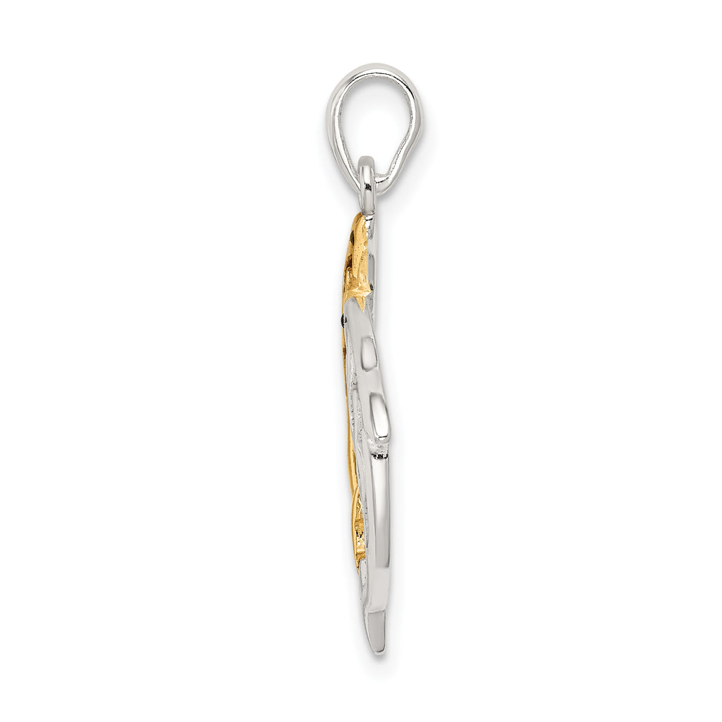 Sterling Silver Gold-Tone Dolphin Pendant with Polished Finish
