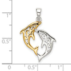 Sterling Silver Gold-Tone Dolphin Pendant with Polished Finish
