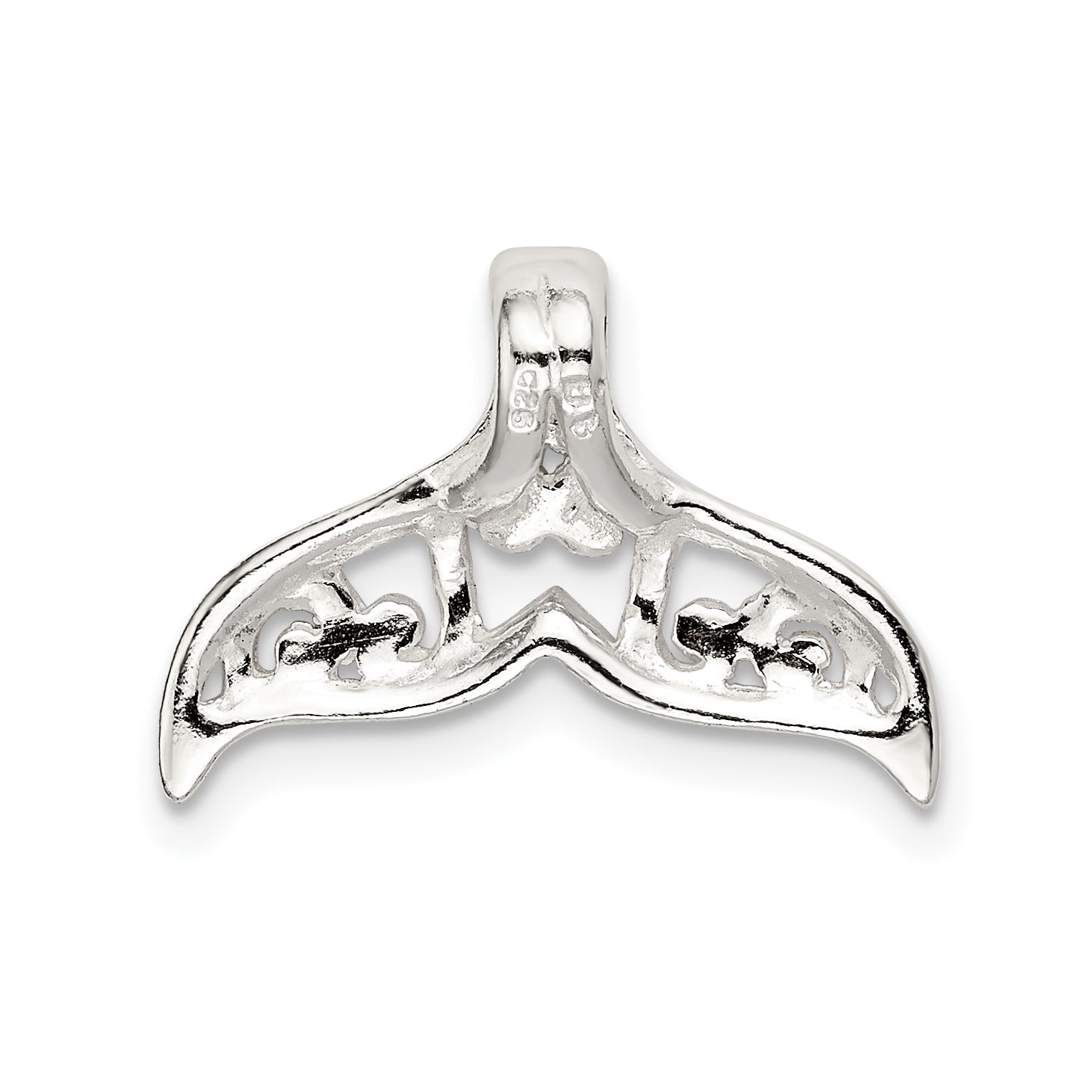 Sophia Jewelers 925 Sterling Silver Filigree Whale Tail Pendant Polished Elegant Design