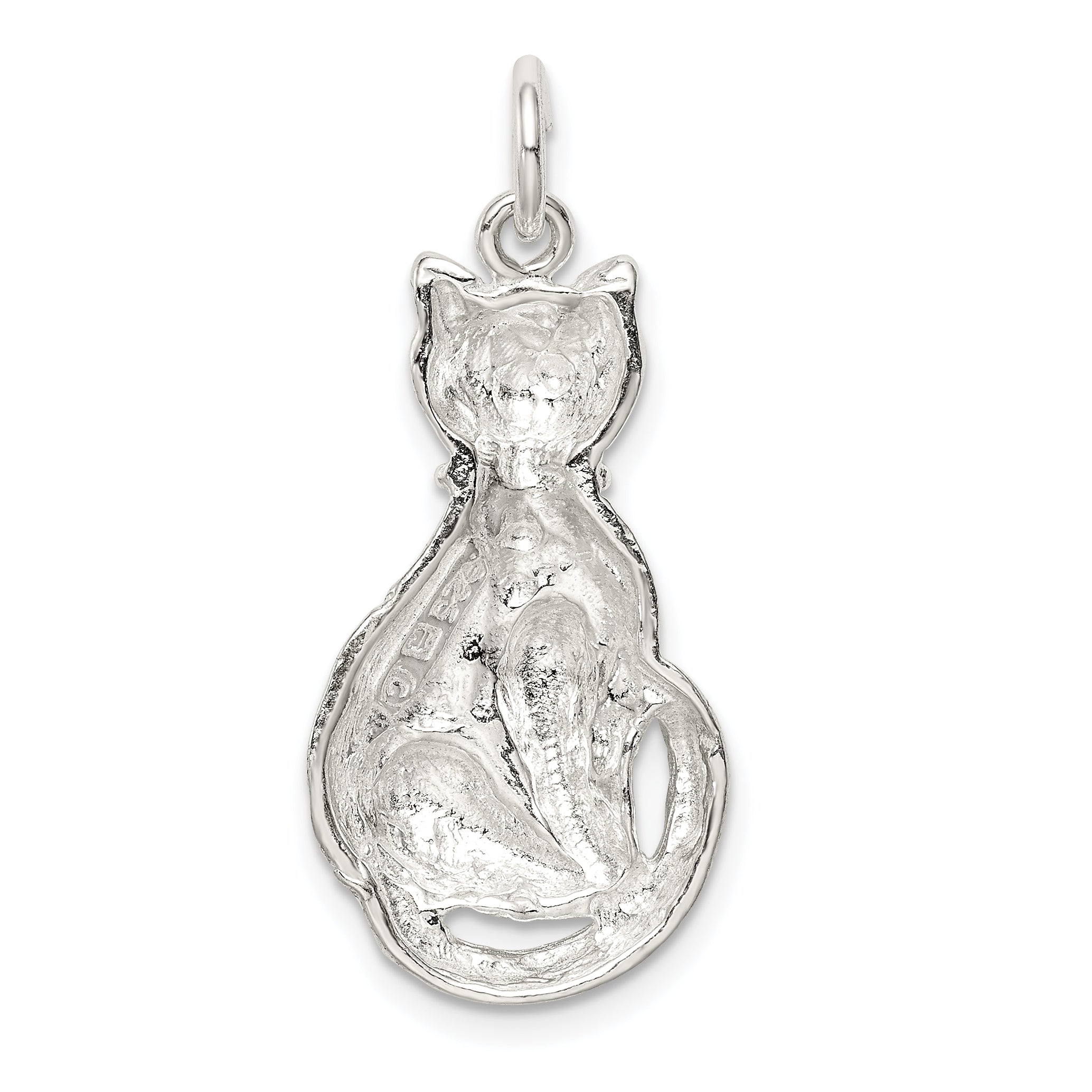 Sterling Silver 925 Cat Charm with Anti-Tarnish Solid Design