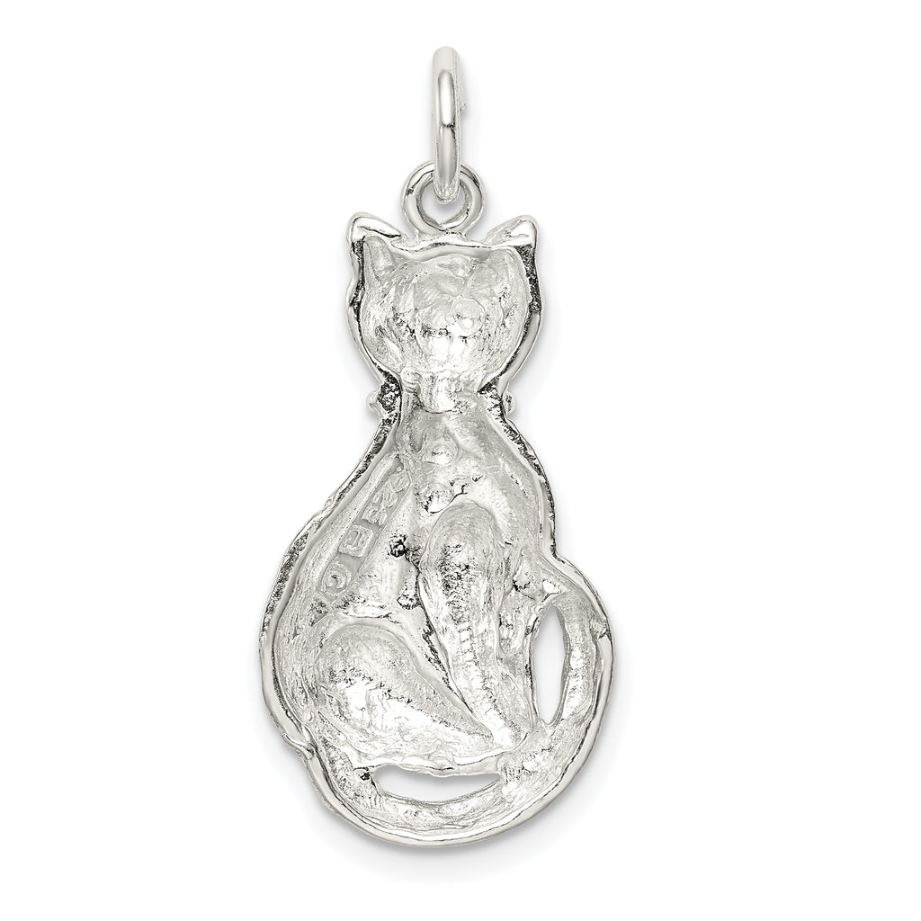 Sterling Silver 925 Cat Charm with Anti-Tarnish Solid Design