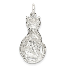 Sterling Silver 925 Cat Charm with Anti-Tarnish Solid Design