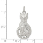 Sterling Silver 925 Cat Charm with Anti-Tarnish Solid Design