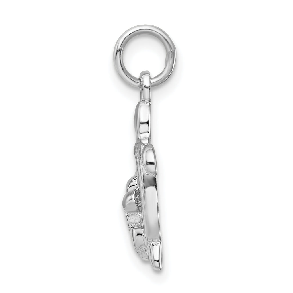 Sophia Jewelers Sterling Silver Turtle Pendant with Polished Rhodium Finish