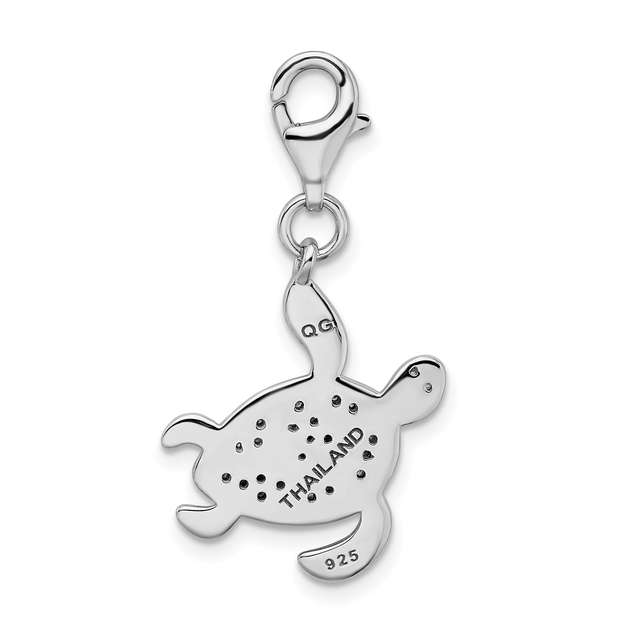 Sophia Jewelers Sterling Silver CZ Sea Turtle Charm with Rhodium Shine