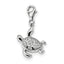 Sterling Silver Rhodium-plated CZ Sea Turtle with Lobster Clasp Charm