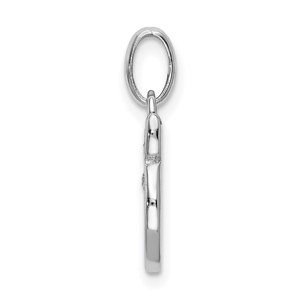 Sterling Silver 925 Enamel Glitter Apple Charm with Rhodium Finish