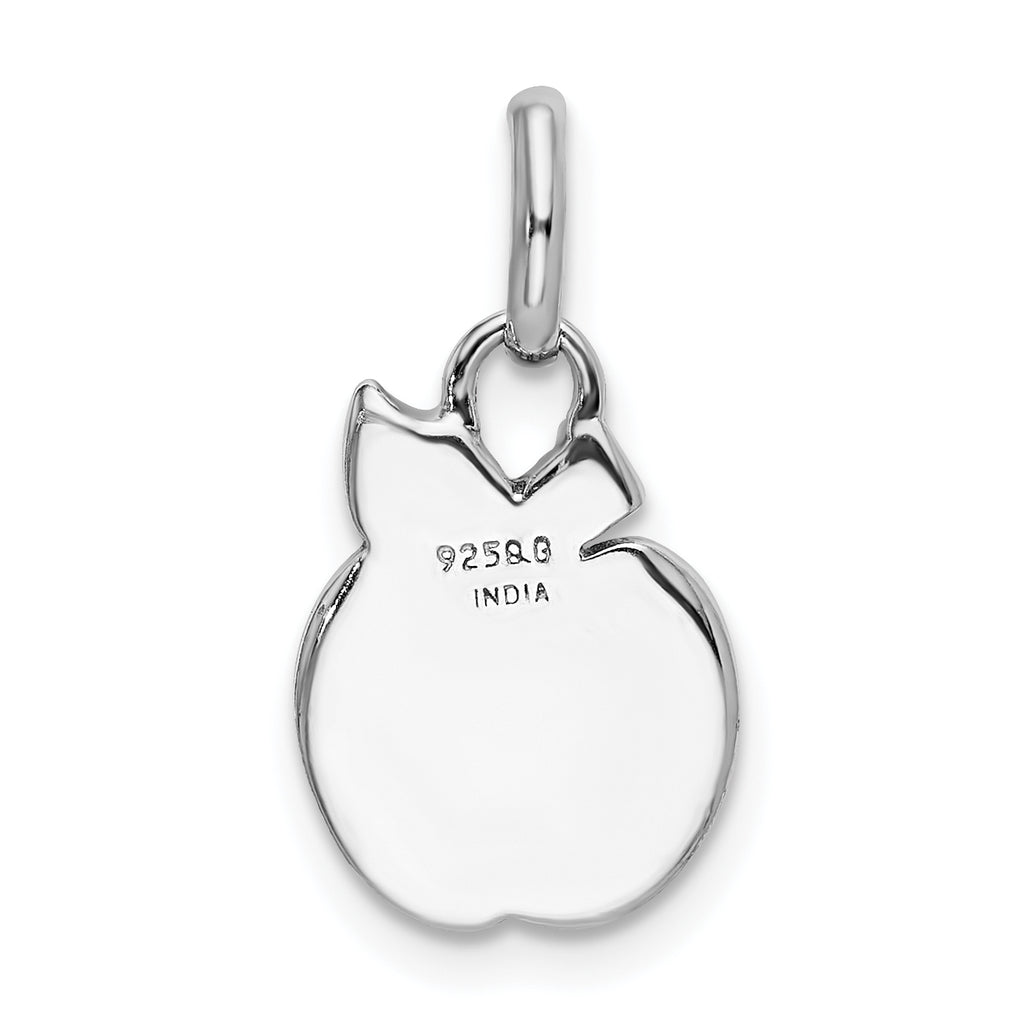 Sterling Silver 925 Enamel Glitter Apple Charm with Rhodium Finish