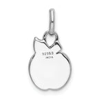 Sterling Silver 925 Enamel Glitter Apple Charm with Rhodium Finish