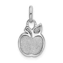 Sterling Silver Rhod-plated Polished Enamel & Glitter Fabric Apple Charm