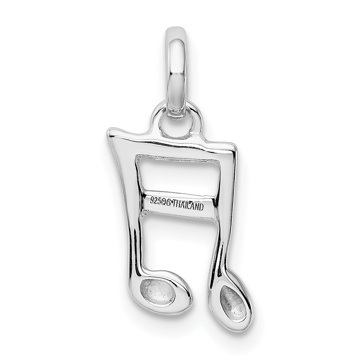 Sterling Silver 925 Music Note Pendant with Rhodium Polish Elegant Design