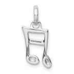 Sterling Silver 925 Music Note Pendant with Rhodium Polish Elegant Design