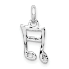Sterling Silver 925 Music Note Pendant with Rhodium Polish Elegant Design