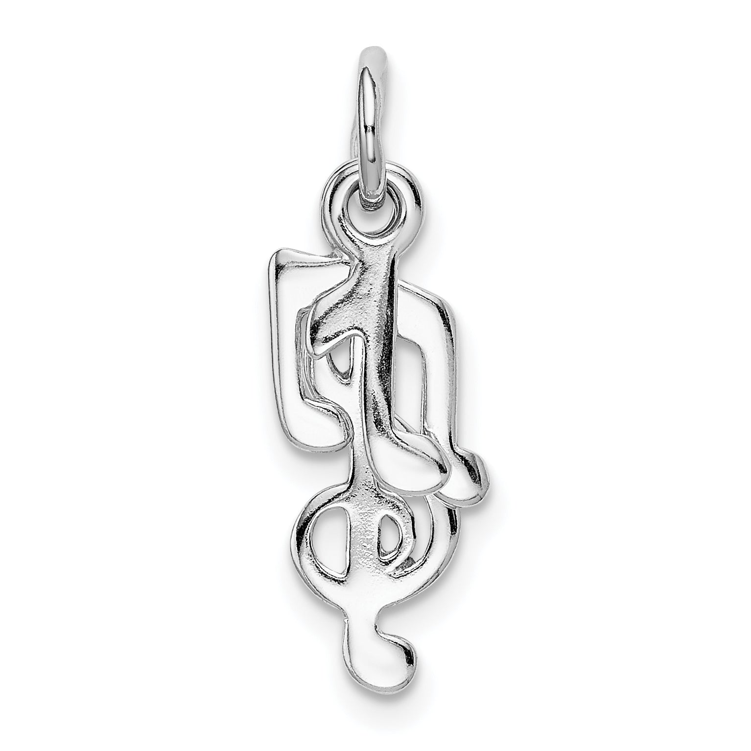 Sterling Silver 925 Music Note Charm with Rhodium Polished Finish