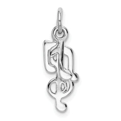 Sterling Silver 925 Music Note Charm with Rhodium Polished Finish