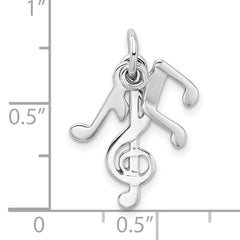 Sterling Silver 925 Music Note Charm with Rhodium Polished Finish