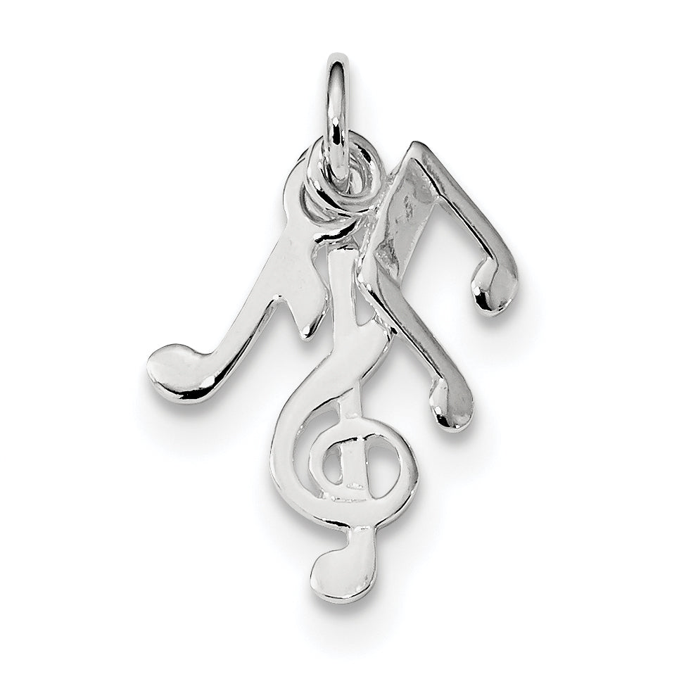 Sterling Silver Rhod-plated Polished Music Notes Charm Main image
