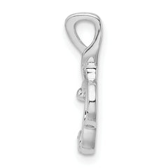 Sterling Silver CZ Treble Clef Pendant with Rhodium Polish