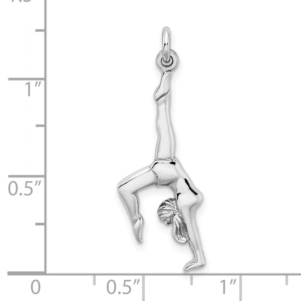Sterling Silver Gymnast Pendant with Rhodium Polish Finish