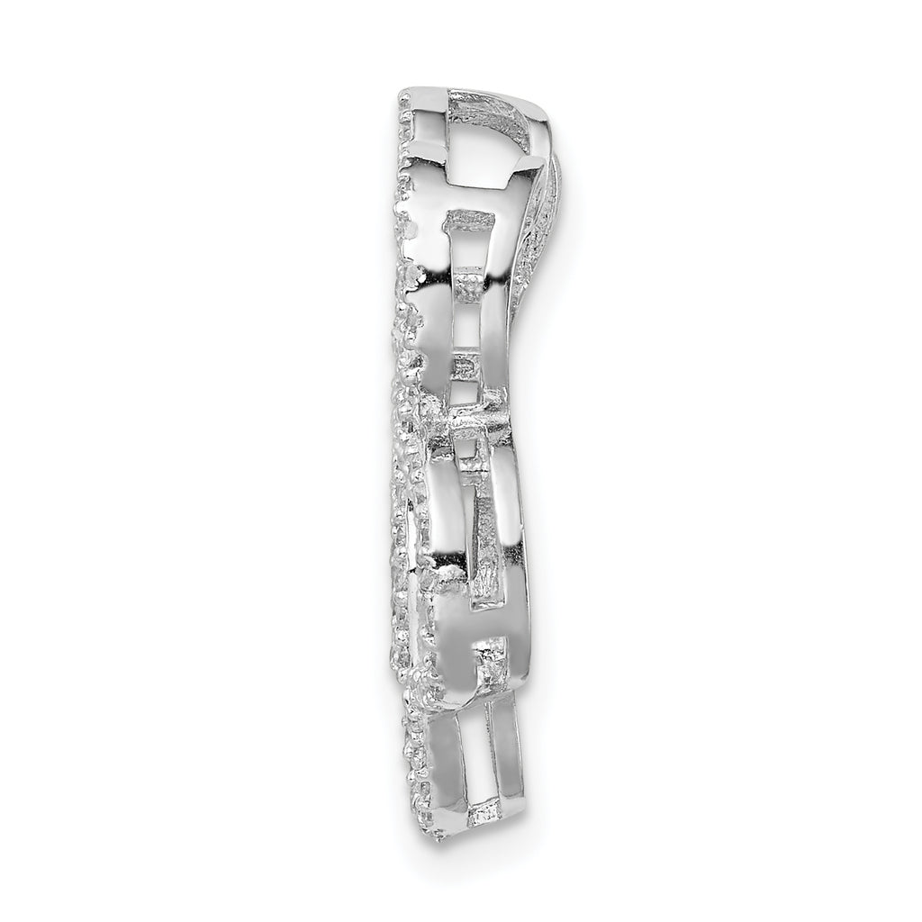 Sterling Silver CZ Paw Print Pendant with Rhodium Elegance