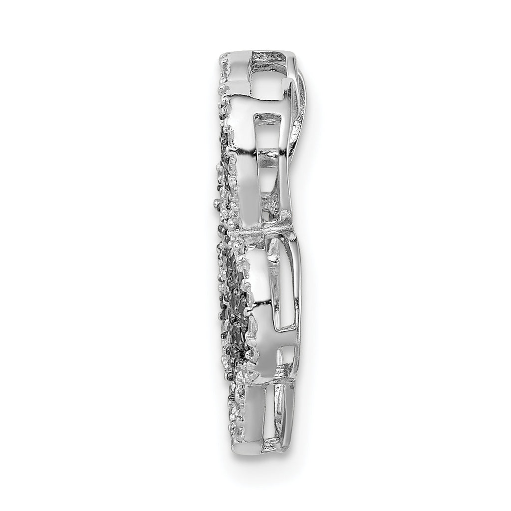 Sterling Silver Rhodium-Plated CZ Paw Print Pendant Elegant Polished Design