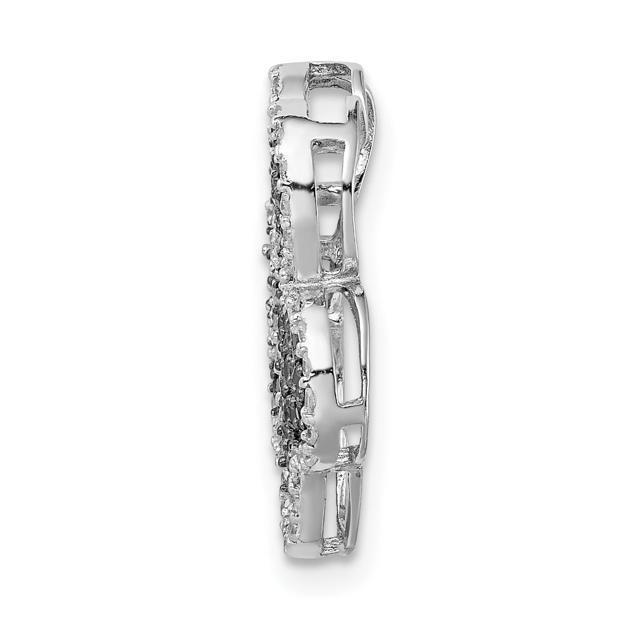 Sterling Silver Rhodium-Plated CZ Paw Print Pendant Elegant Polished Design