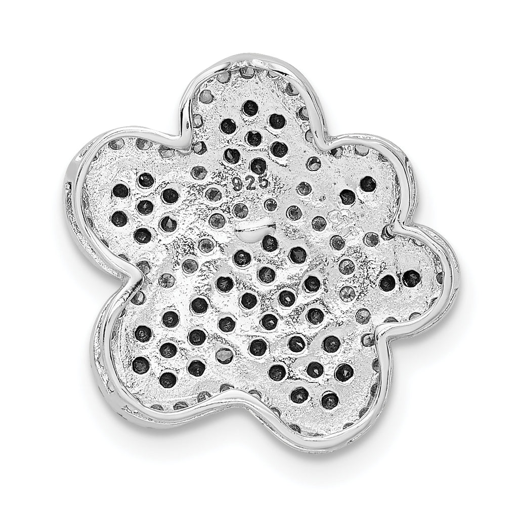 Sterling Silver Rhodium-Plated CZ Paw Print Pendant Elegant Polished Design