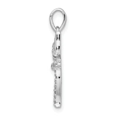 Sterling Silver 925 Cat Pendant with CZ Stones and Rhodium Finish