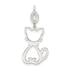 Sterling Silver 925 Cat Charm with Polished Anti-Tarnish Finish