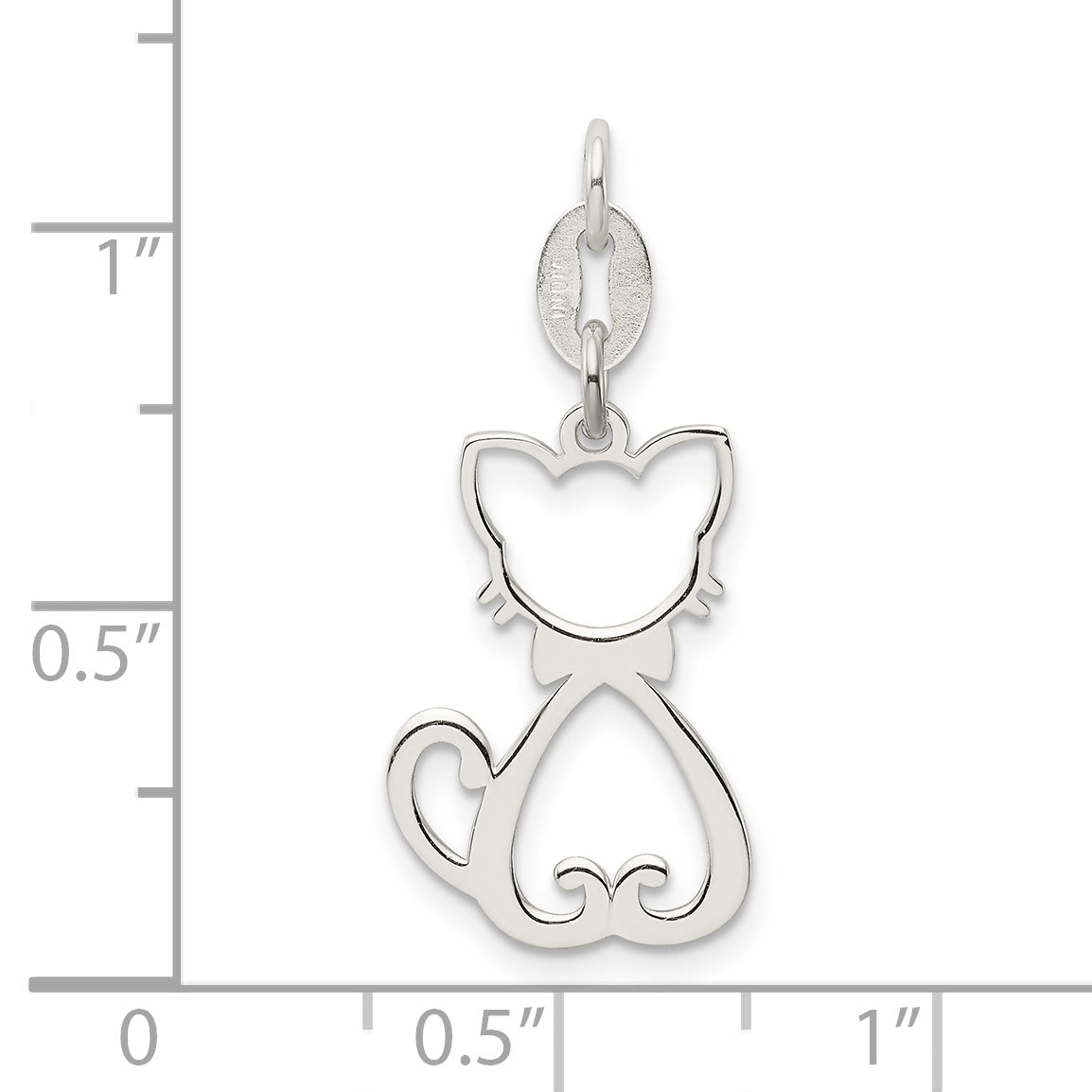 Sterling Silver 925 Cat Charm with Polished Anti-Tarnish Finish