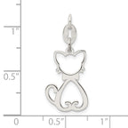 Sterling Silver 925 Cat Charm with Polished Anti-Tarnish Finish