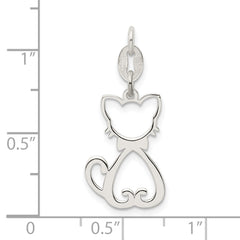 Sterling Silver 925 Cat Charm with Polished Anti-Tarnish Finish