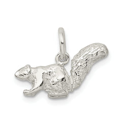 Sterling Silver 925 Squirrel Charm 3D Pendant with Anti-Tarnish Finish