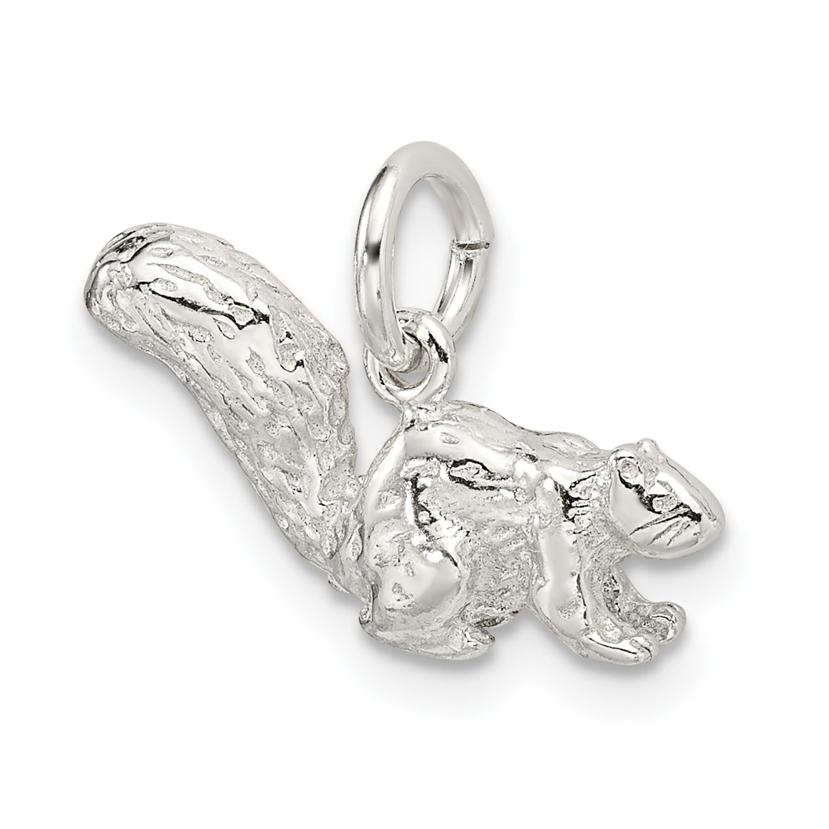 Sterling Silver 925 Squirrel Charm 3D Pendant with Anti-Tarnish Finish