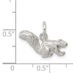 Sterling Silver 925 Squirrel Charm 3D Pendant with Anti-Tarnish Finish