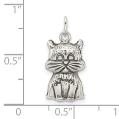Sterling Silver 925 Cat Charm with Antiqued Finish Vintage Appeal