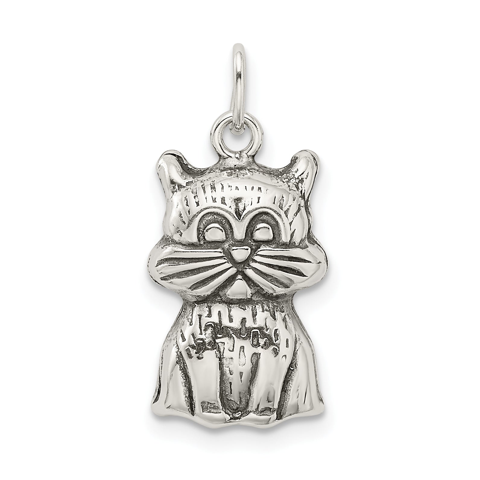 Sterling Silver Antiqued Cat Charm Main image