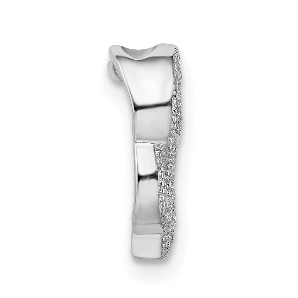 Sterling Silver 925 CZ Elephant Slide Pendant with Polished Rhodium Finish