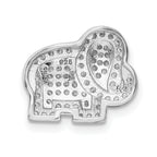 Sterling Silver 925 CZ Elephant Slide Pendant with Polished Rhodium Finish