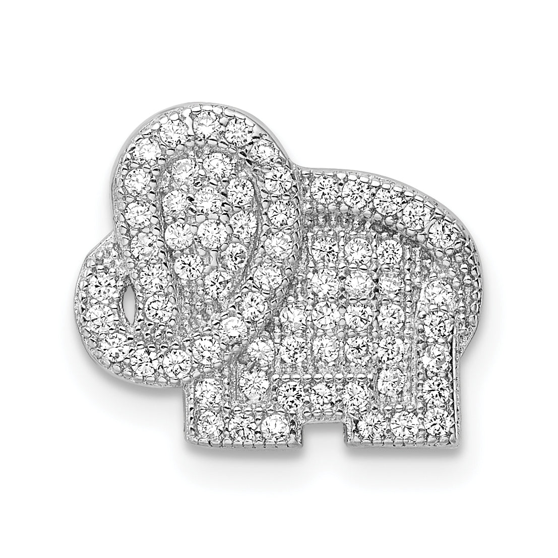Sterling Silver Rhodium-plated CZ Elephant Slide Pendant Main image