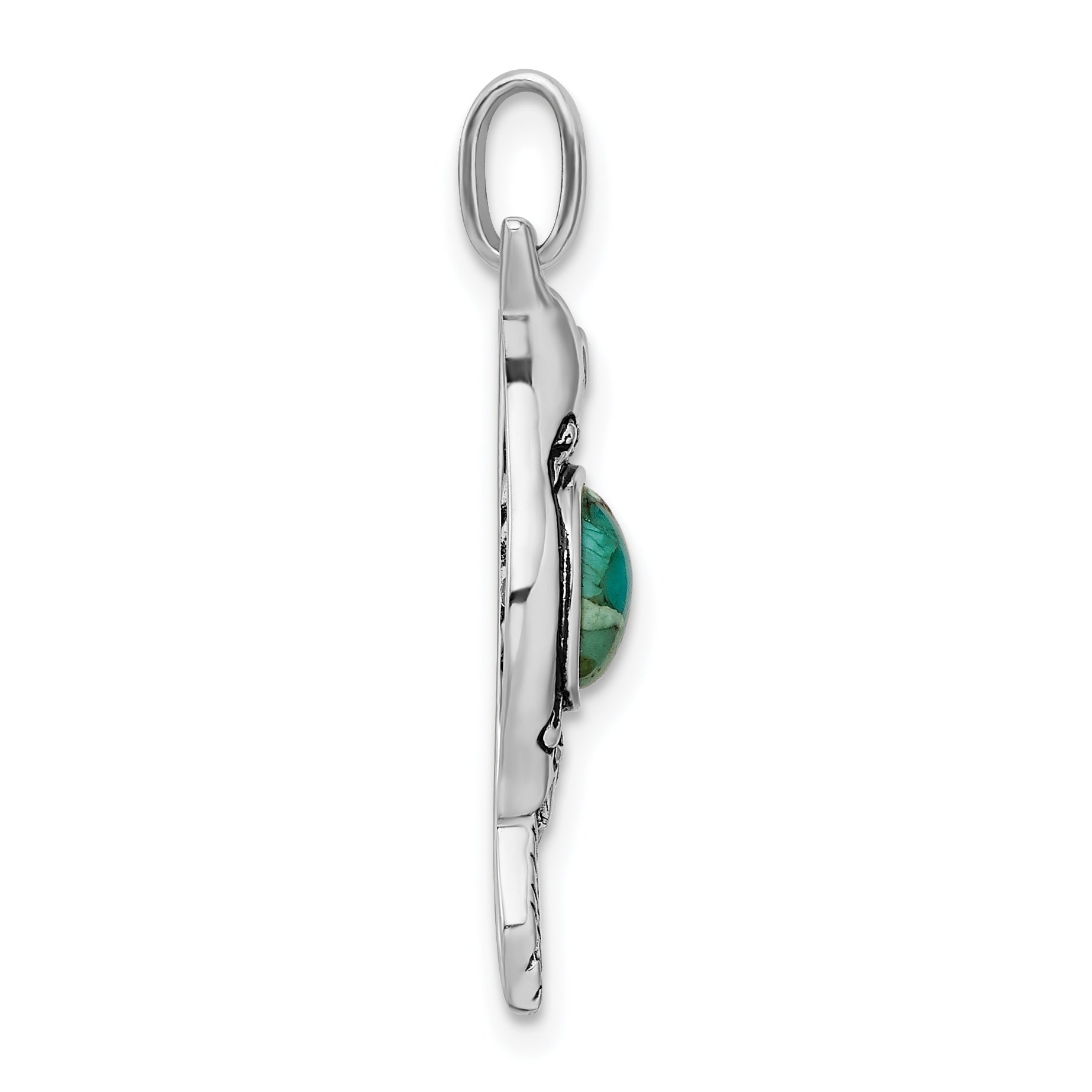 Sophia Jewelers Sterling Silver Hummingbird Pendant with Turquoise Accent Secondary image