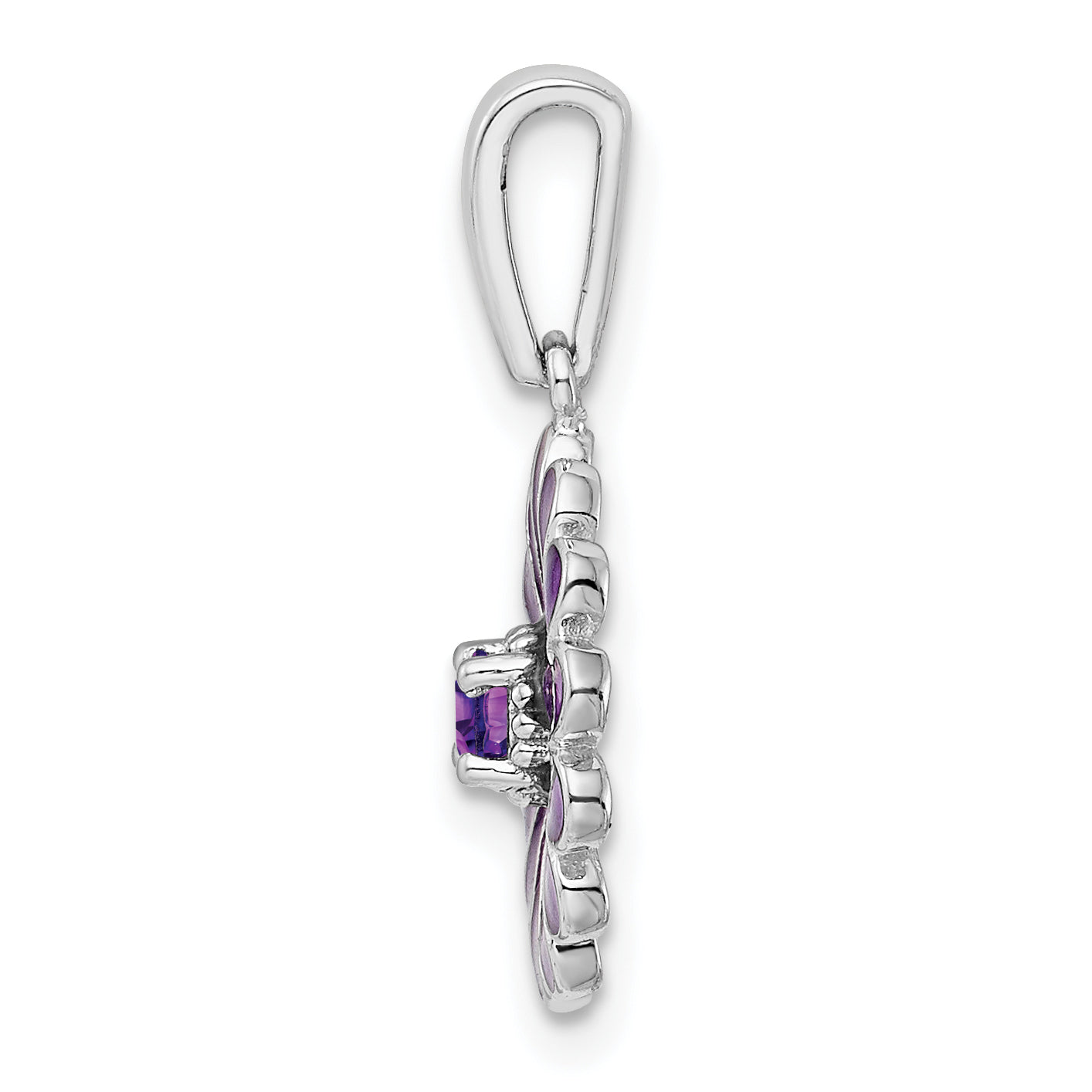 Sterling Silver 925 Amethyst Pendant with Elegant Purple Enamel Secondary image