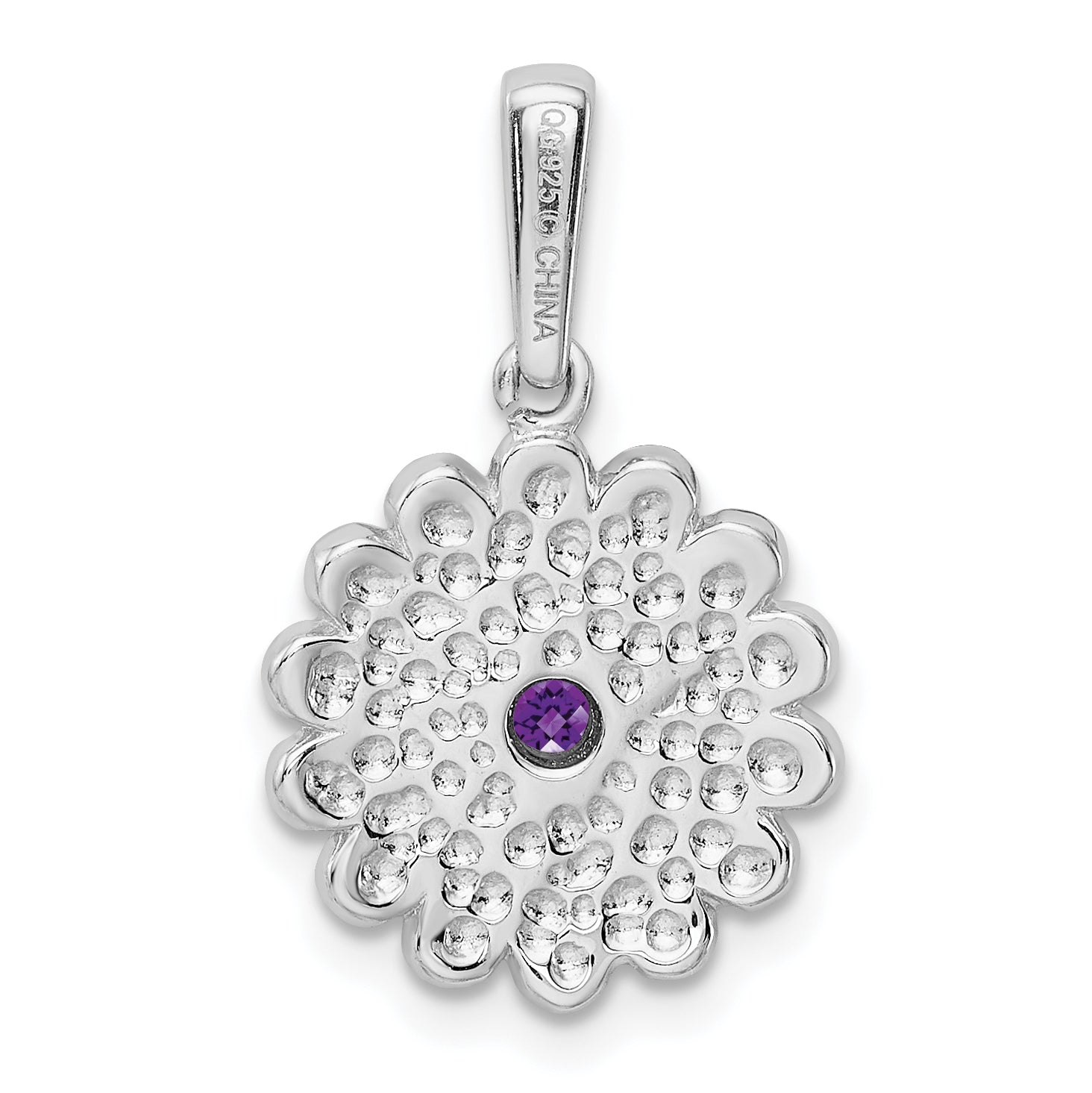Sterling Silver 925 Amethyst Pendant with Elegant Purple Enamel