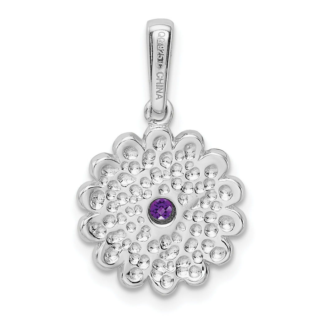 Sterling Silver 925 Amethyst Pendant with Elegant Purple Enamel